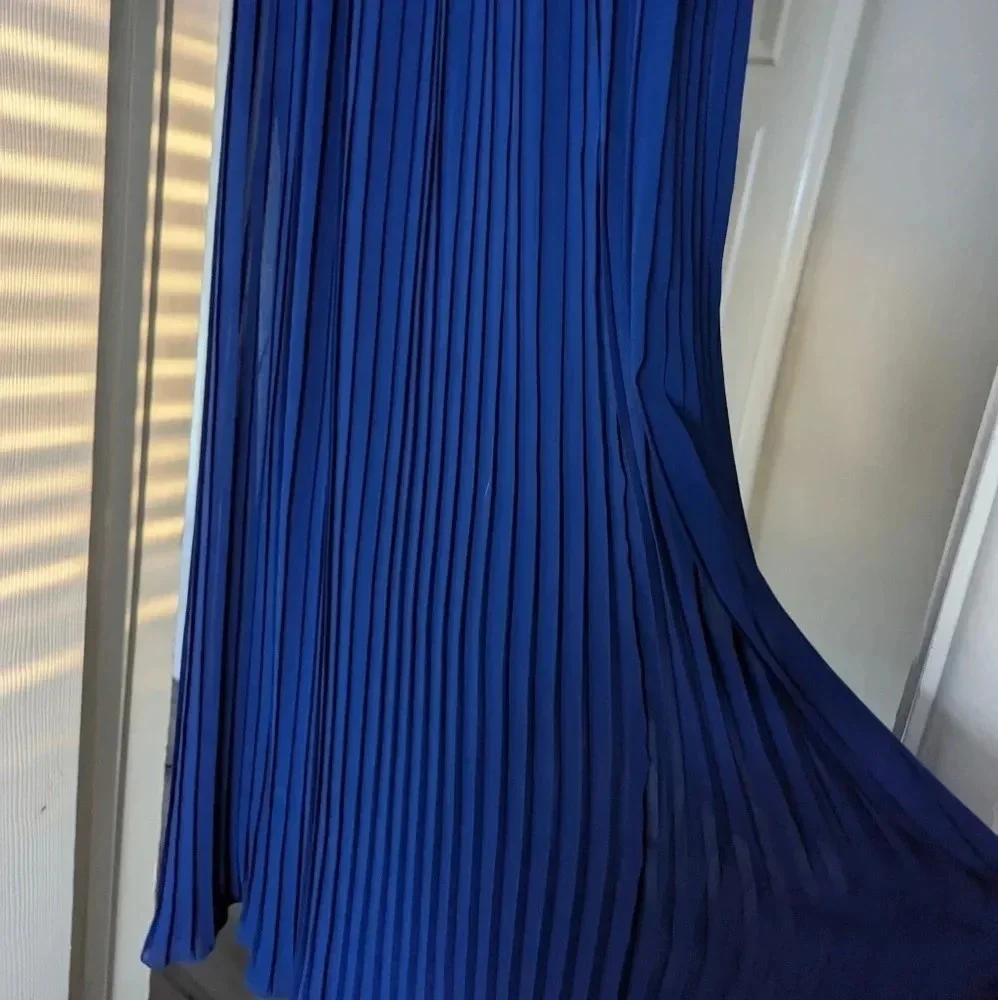 Vintage Pleated Chiffon Dress- Japanese- Robe de Command- Floor length Georgette - Picture 8 of 16